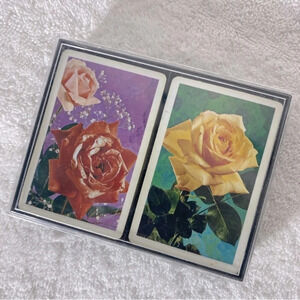 Vintage  Rose Flower Two Deck Playing Cards